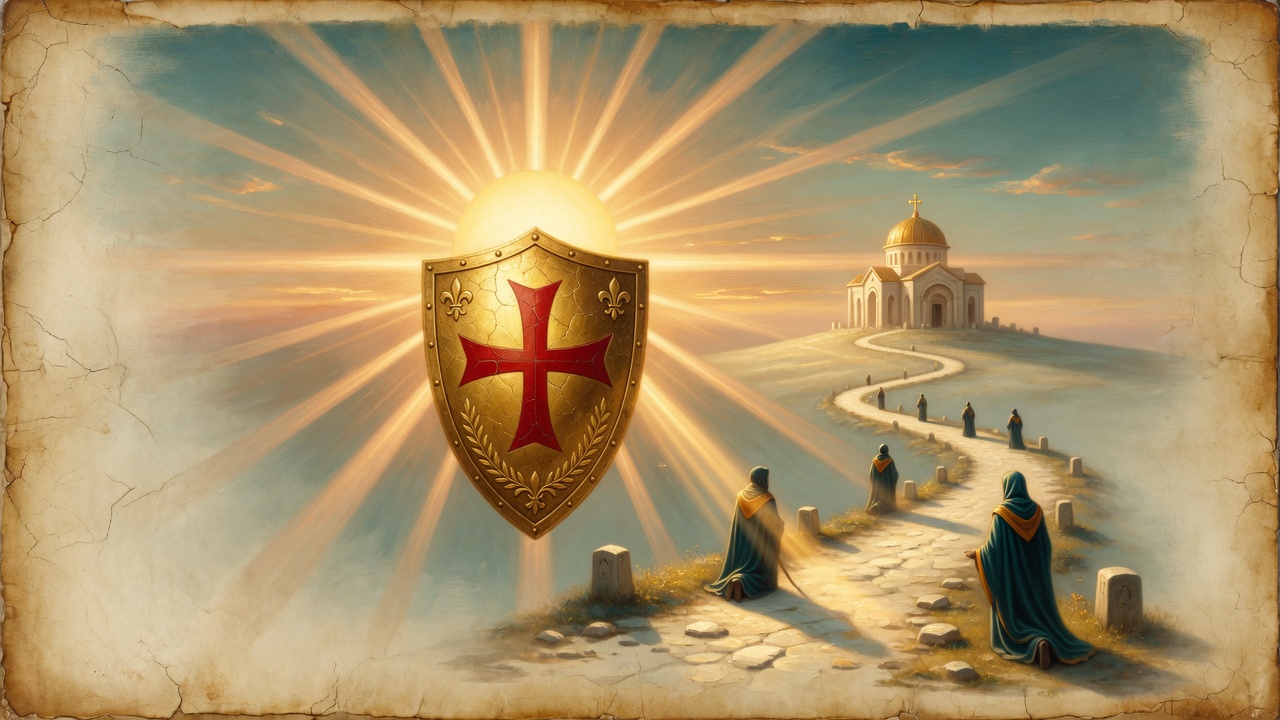 Sonne und Schild – goldene Sonne hinter Schild auf Wallfahrtspfad